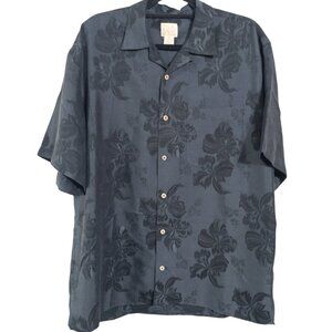 Jos A Bank Black Hawaiian Print Short Sleeve Button Down Modal Blend SZ XL